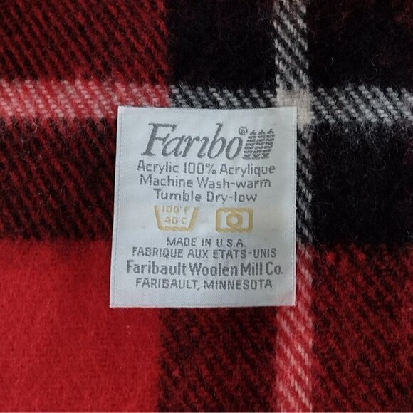 Vtg Faribo Woolen Mills Throw Blanket 100% Acrylic Red Tartan Plaid 46 X 54 - Picture 5 of 10